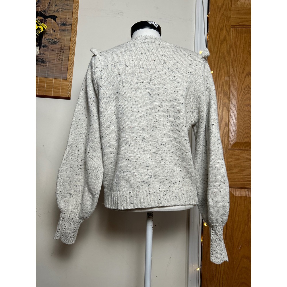 Bohme Mimi Knit‎ Sweater Ruffle Speckle Knit Sweater Balloon Sleeve Preppy S - Picture 4 of 8